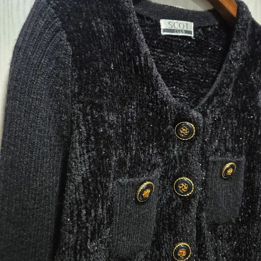 [BUNJANG] SCOT Black Gold Button Vintage Cardigan / (세일)JPN빈티지 SCOT 블랙 금장 단추 가디건