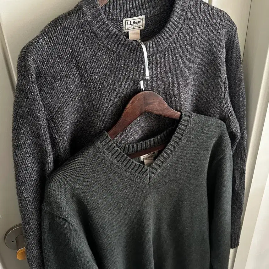 [BUNJANG] L.L.Bean Dark Green V-neck Knit Sweater / 엘엘빈 다크 그린 브이넥 니트