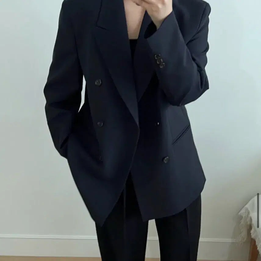 [BUNJANG] Black Double Button Jacket / 새상품) 더블 버튼 블랙 자켓