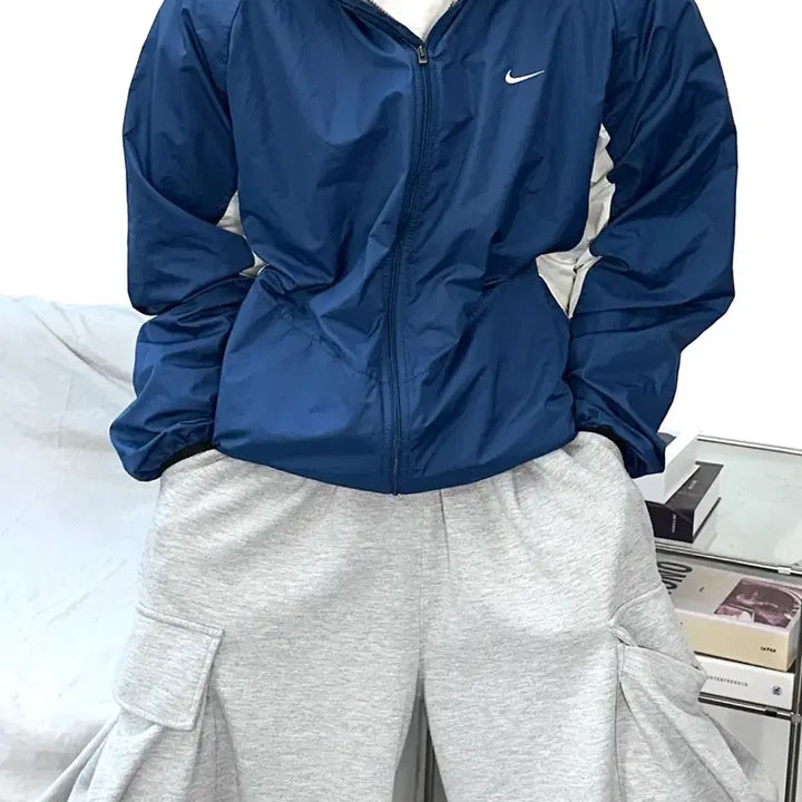 [BUNJANG] Nike 00s Navy White Windbreaker XXL / 나이키 00s 네이비 화이트 바람막이 XXL