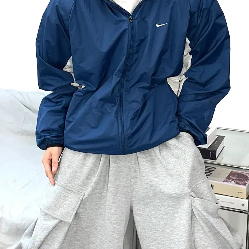 [BUNJANG] Nike 00s Navy White Windbreaker XXL / 나이키 00s 네이비 화이트 바람막이 XXL