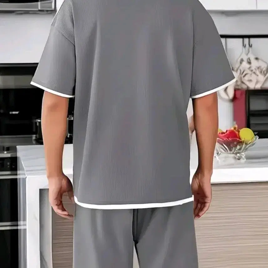 [BUNJANG] Gray Short-Sleeve T-Shirt and Shorts Set / 반팔 티셔츠 반바지 세트 회색95.100.105.110.115