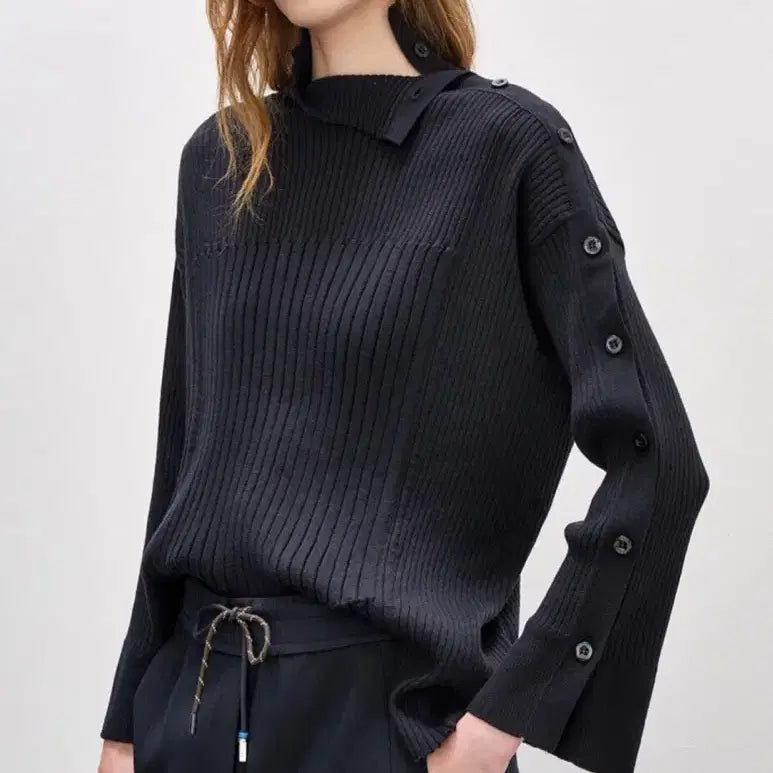 [BUNJANG] System Wool Side Button Knit Top / 한섬 24fw 시스템 울 사이드버튼 니트탑 프리