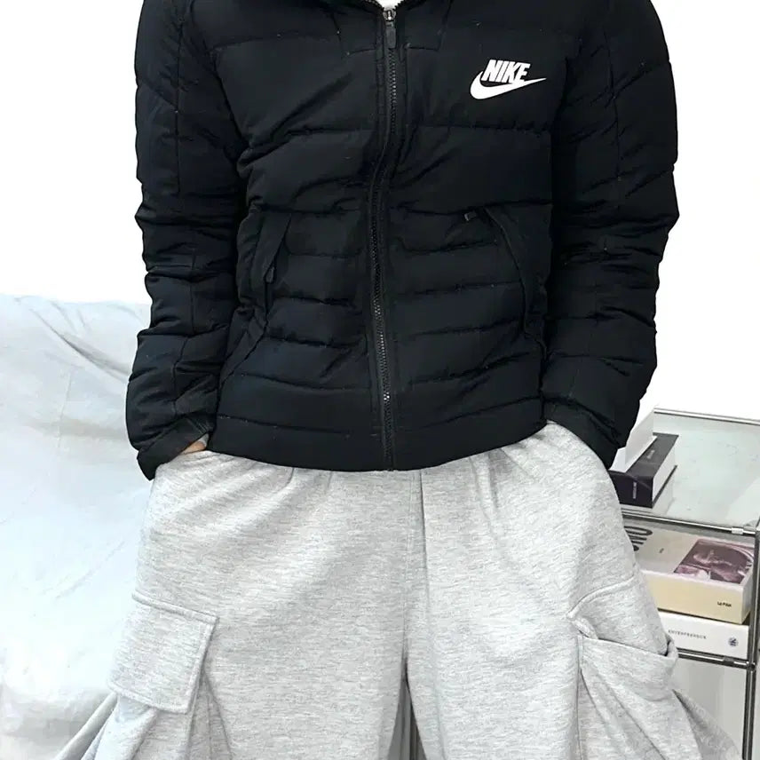 [BUNJANG] Nike Black Hooded Lightweight Padding Jacket L / 나이키 블랙 후드 경량 패딩 L