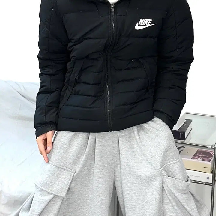 [BUNJANG] Nike Black Hooded Lightweight Padding Jacket L / 나이키 블랙 후드 경량 패딩 L