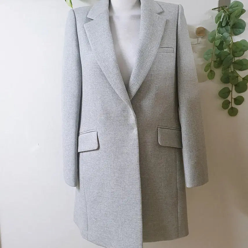 [BUNJANG] Roem Tailored One-Button Long Jacket - Gray / 로엠 테일러드 원버튼 롱재킷 55 그레이