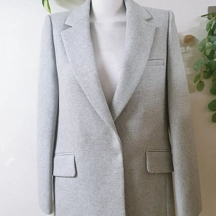 [BUNJANG] Roem Tailored One-Button Long Jacket - Gray / 로엠 테일러드 원버튼 롱재킷 55 그레이