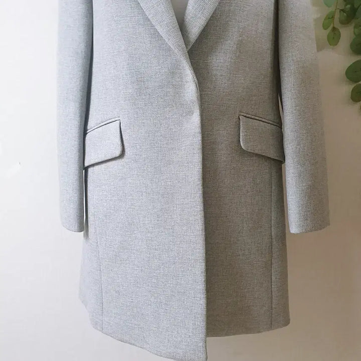 [BUNJANG] Roem Tailored One-Button Long Jacket - Gray / 로엠 테일러드 원버튼 롱재킷 55 그레이