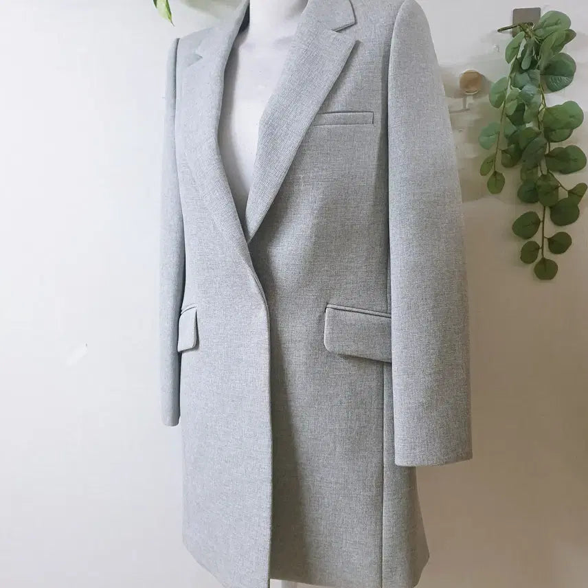 [BUNJANG] Roem Tailored One-Button Long Jacket - Gray / 로엠 테일러드 원버튼 롱재킷 55 그레이