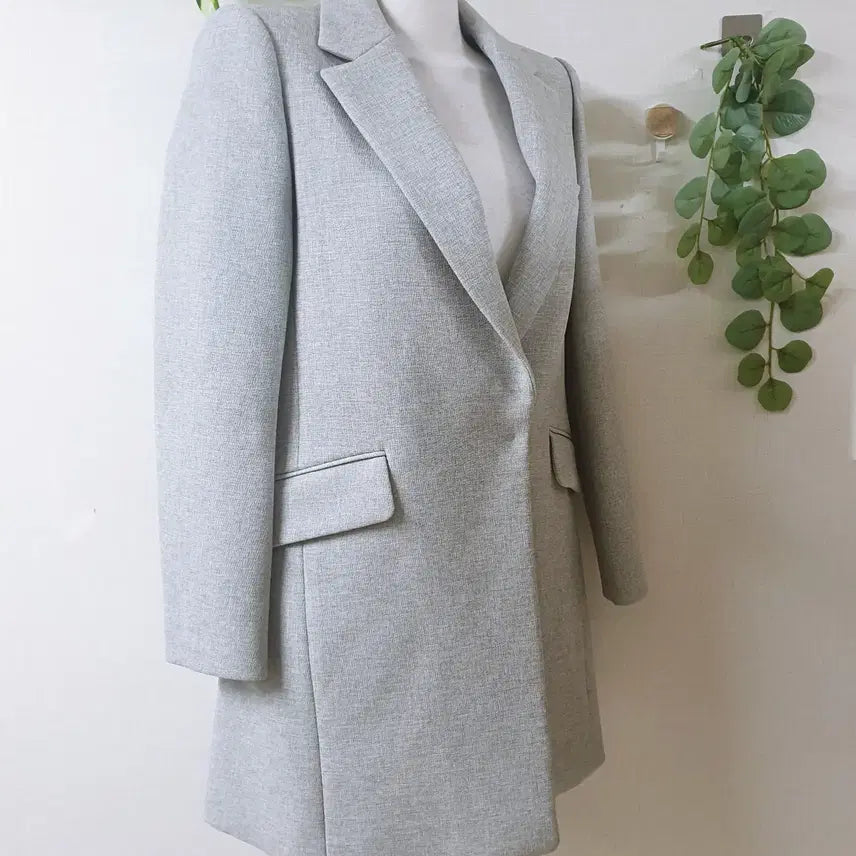 [BUNJANG] Roem Tailored One-Button Long Jacket - Gray / 로엠 테일러드 원버튼 롱재킷 55 그레이