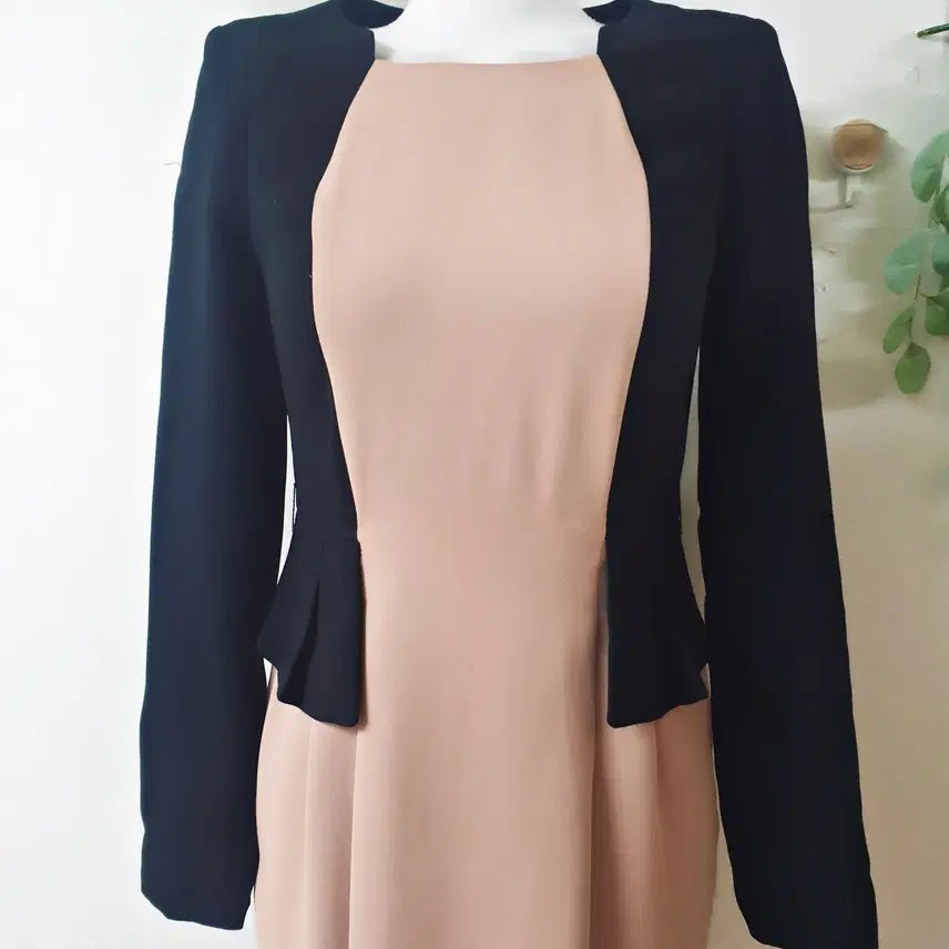 [BUNJANG] ANA CAPRI Peplum Midi Dress (Pink) / 아나카프리 배색페플럼 미디원피스 66 핑크