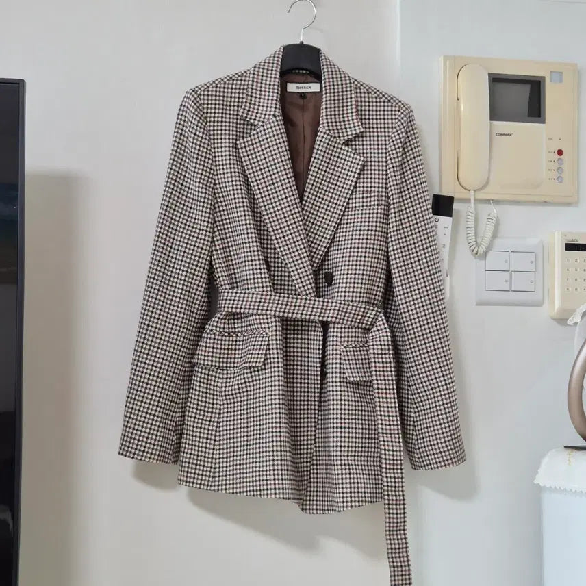 [BUNJANG] TRYREN Check Belt Jacket / TRYREN 체크 벨트 자켓