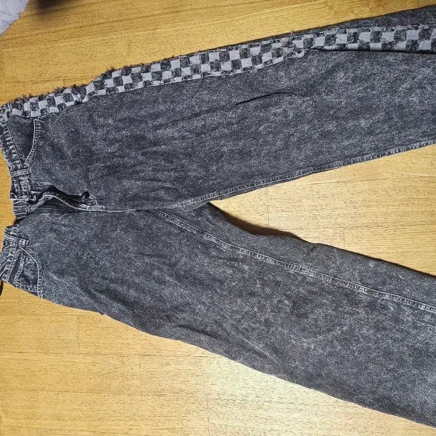 [BUNJANG] Denim Check Pattern Jogger Pants / 데님 체크 패턴 조거팬츠
