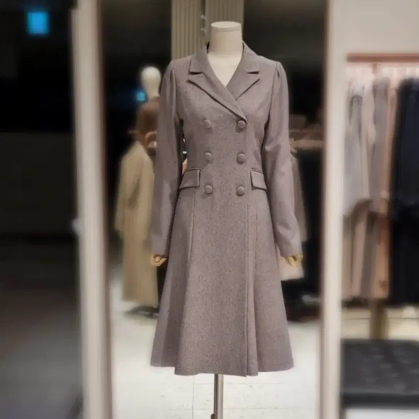 [BUNJANG] Kenneth Lady Double Button Mélange Flare Dress / [66]케네스레이디 더블버튼 멜란지 플레어 원피스