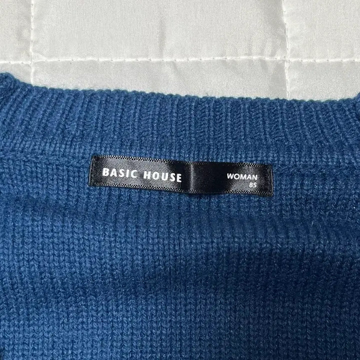 [BUNJANG] Basic House Vintage Blue Cable Knit Patch Cardigan / 베이직 하우스 빈티지 블루 꽈배기 패치 가디건