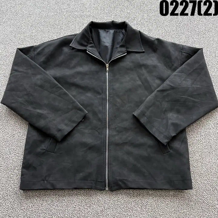 [BUNJANG] Vintage Black Suede Zip-Up Jacket (XL) / 빈티지 블랙 스웨이드 집업 XL