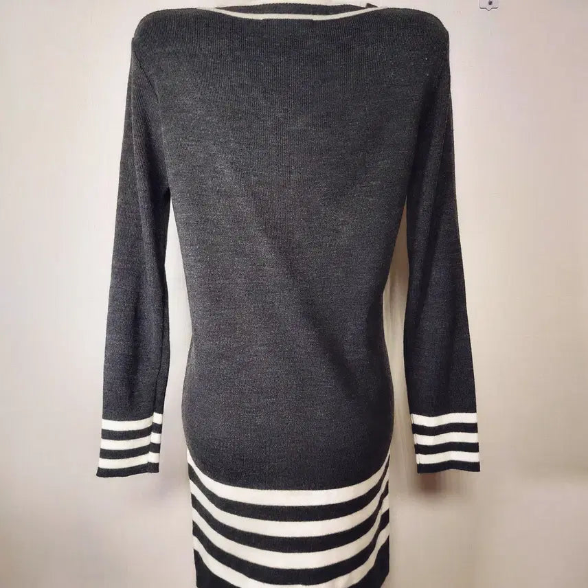 [BUNJANG] MIXXO Classic Stripe Knit Mini Dress / 미쏘 클래식스트라이프 니트원피스 55 66 미니 차콜