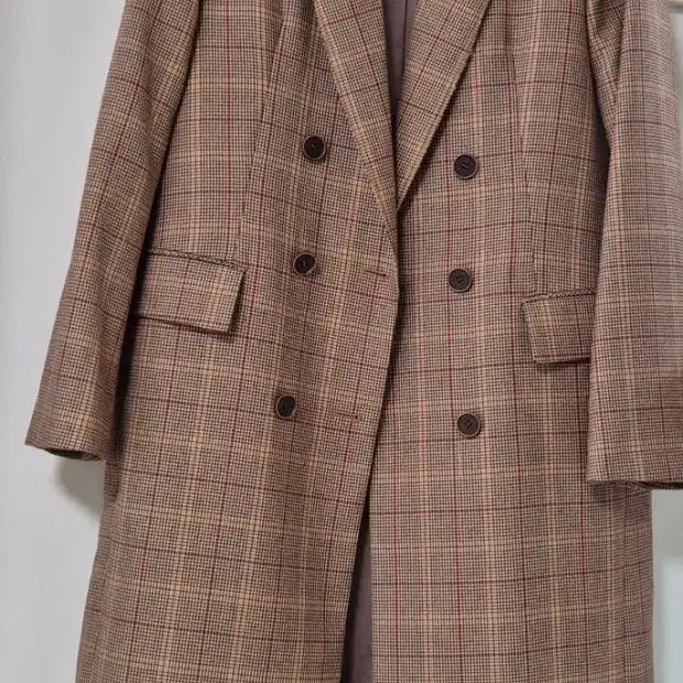 [BUNJANG] Lusso Check Wool Long Coat / 루쏘 체크 울 롱코트