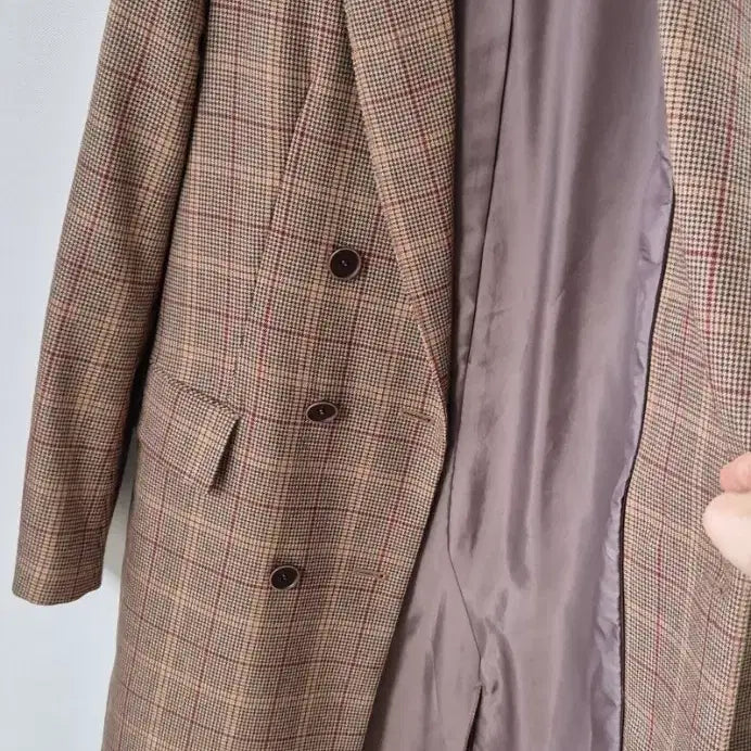 [BUNJANG] Lusso Check Wool Long Coat / 루쏘 체크 울 롱코트