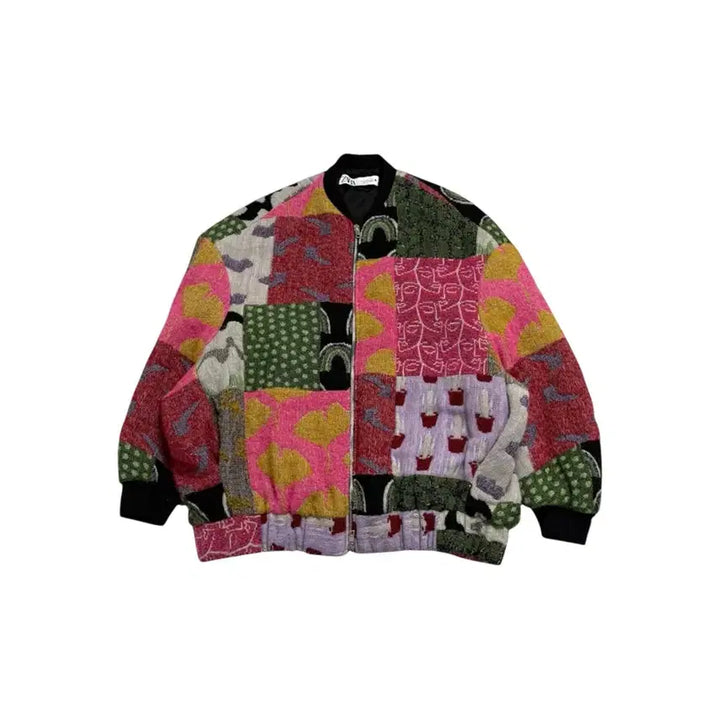 [SOLD OUT] 자라 울 혼방 패치워크 보머 재킷