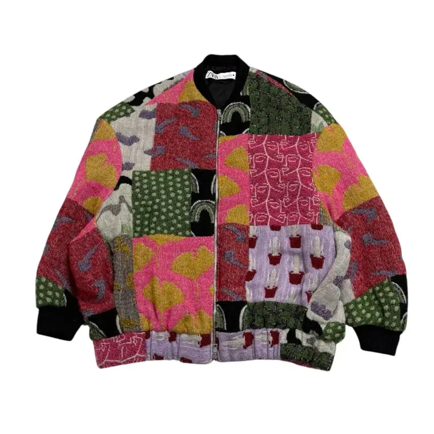 [SOLD OUT] 자라 울 혼방 패치워크 보머 재킷