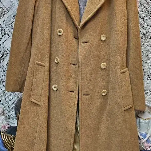 [BUNJANG] Max Mara Camel Double Button Long Coat / 이탈리아의 여성 패션 브랜드인 막스마라 카멜색 더블 버튼 롱 코트