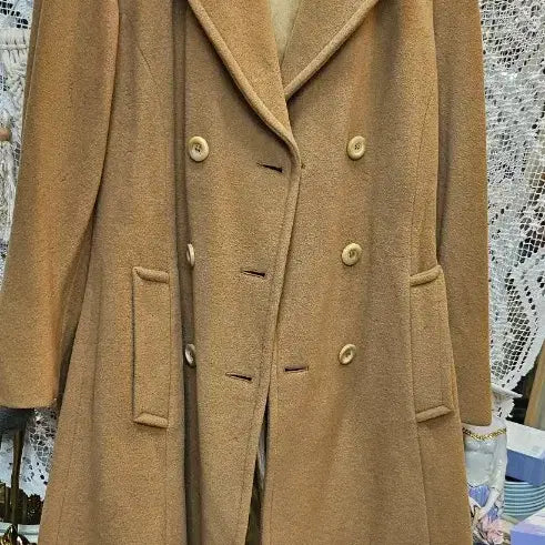 [BUNJANG] Max Mara Camel Double Button Long Coat / 이탈리아의 여성 패션 브랜드인 막스마라 카멜색 더블 버튼 롱 코트