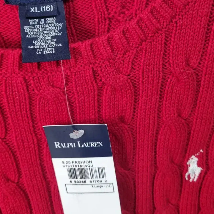 [BUNJANG] Polo Ralph Lauren Cable Knit Sweater / 새상품) 실측 XS (44) 폴로 레드 꽈배기니트