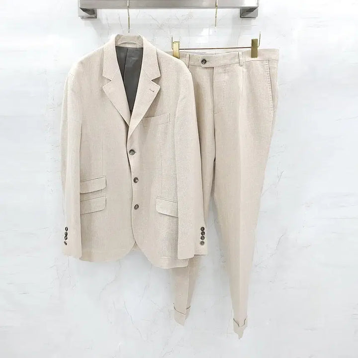 [BUNJANG] Brunello Cucinelli Beige Jacket Pants Suit Set / 50 / 브루넬로 쿠치넬리 베이지 자켓 팬츠 수트 세트