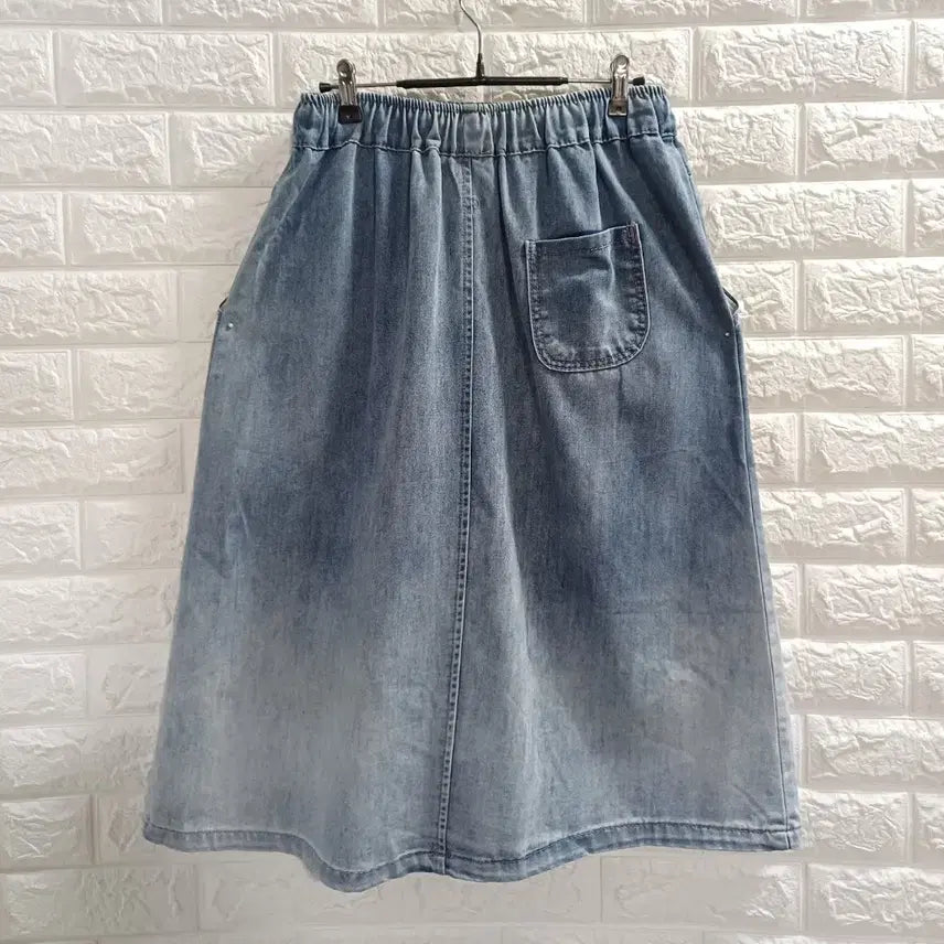 [BUNJANG] Banding Embroidered Denim Skirt / 밴딩 자수데님스커트