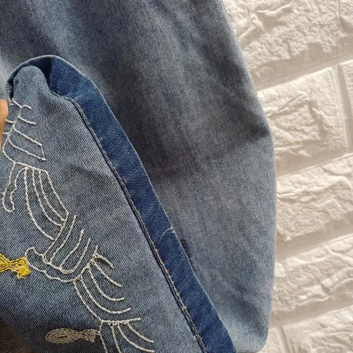 [BUNJANG] Banding Embroidered Denim Skirt / 밴딩 자수데님스커트