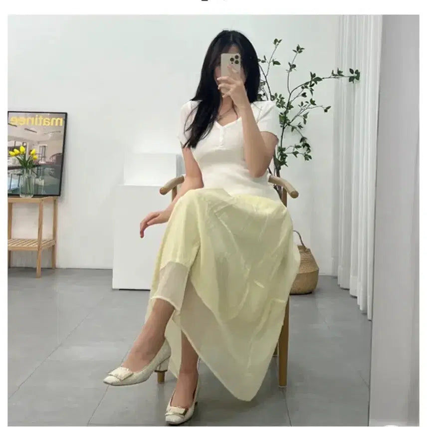 [BUNJANG] Organza Skirt (White, Yellow) - New / 오간자 스커트(화이트, 옐로우) 둘 다 새것