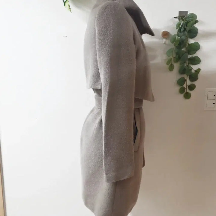 [BUNJANG] Minimum Alpaca High Neck Belted Coat - Beige Tone Gray / 미니멈 알파카 하이넥 벨티드코트 55 베이지톤그레이