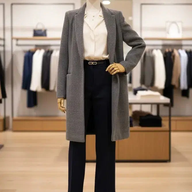 [BUNJANG] KL Basic Wool Coat Charcoal Gray / KL 스테디셀러 기본울코트 히든버튼 66 차콜그레이