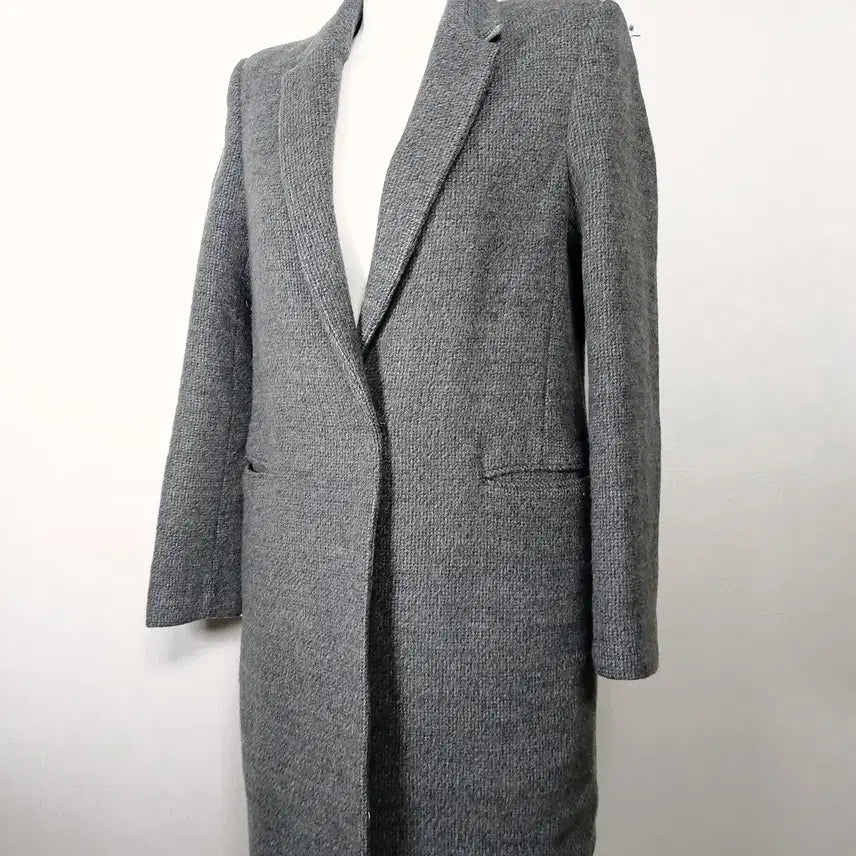 [BUNJANG] KL Basic Wool Coat Charcoal Gray / KL 스테디셀러 기본울코트 히든버튼 66 차콜그레이