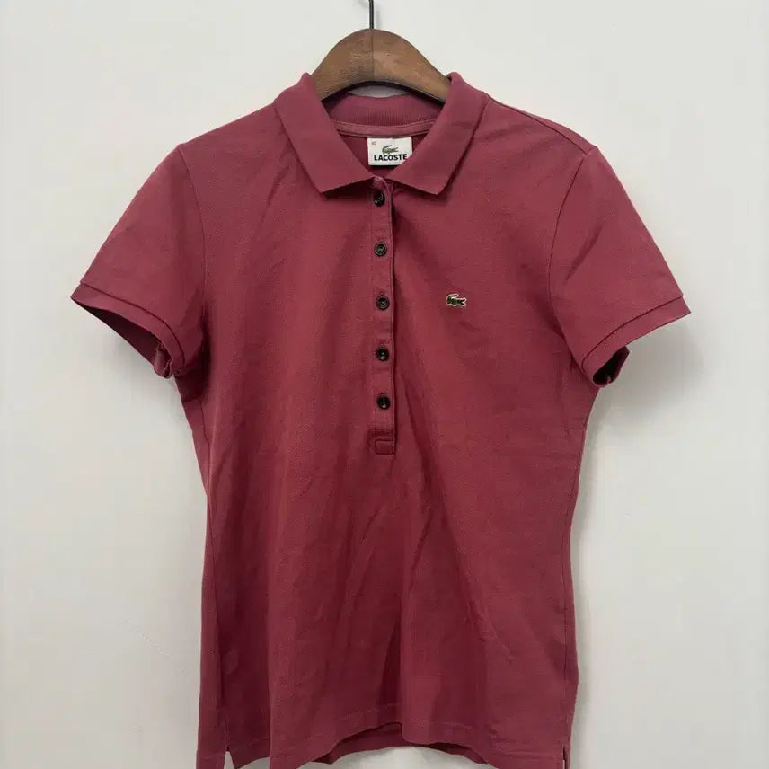 [BUNJANG] Lacoste Women's PK Short-Sleeve Polo Shirt Burgundy / 라코스테 여성 PK 반팔 카라 티셔츠 버건디