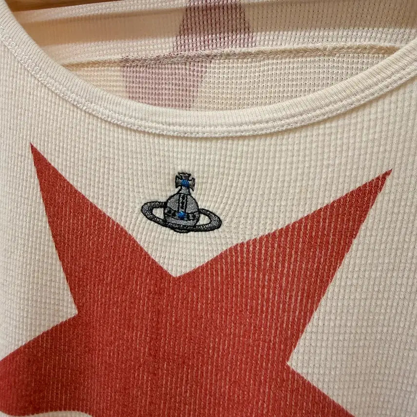 [BUNJANG] Vivienne Westwood Aurora Logo Star Pattern Long Sleeve Shirt / 비비안 웨스트우드 써멀 와플 오로라 로고 스타 패턴 롱슬리브 FREE