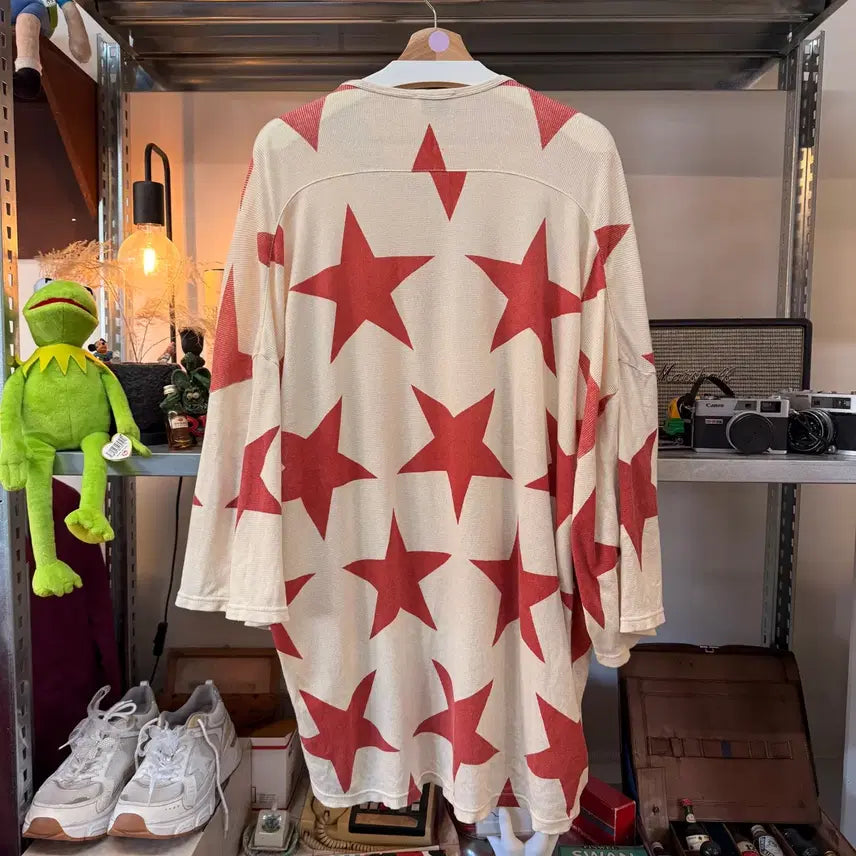 [BUNJANG] Vivienne Westwood Aurora Logo Star Pattern Long Sleeve Shirt / 비비안 웨스트우드 써멀 와플 오로라 로고 스타 패턴 롱슬리브 FREE