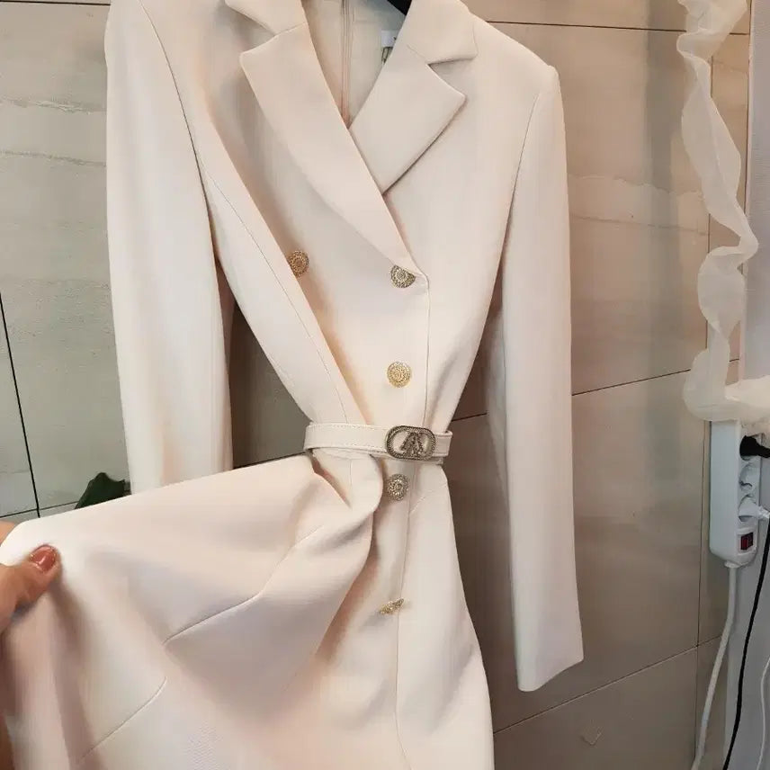 [BUNJANG] Misha Gold Button Double Dress / 하객룩 끝판왕 미샤 금장 더블 원피스 새상품