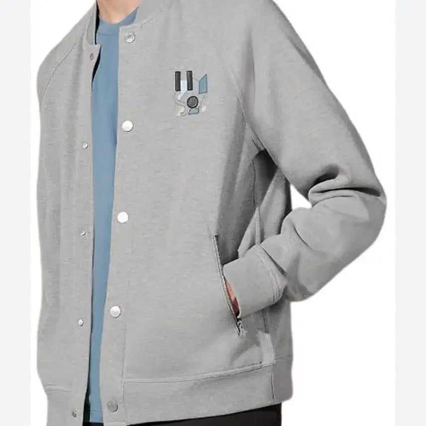 [BUNJANG] Hermes Mini Leather Patch Gray Blouson Bomber Jacket / ( S+ / L ) 에르메스 미니 가죽 패치 그레이 블루종 봄버 자켓