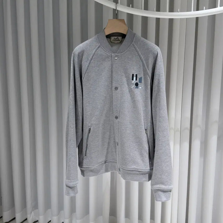 [BUNJANG] Hermes Mini Leather Patch Gray Blouson Bomber Jacket / ( S+ / L ) 에르메스 미니 가죽 패치 그레이 블루종 봄버 자켓