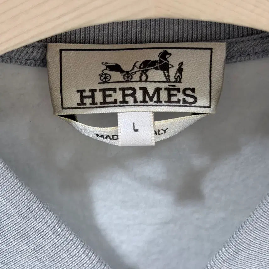 [BUNJANG] Hermes Mini Leather Patch Gray Blouson Bomber Jacket / ( S+ / L ) 에르메스 미니 가죽 패치 그레이 블루종 봄버 자켓