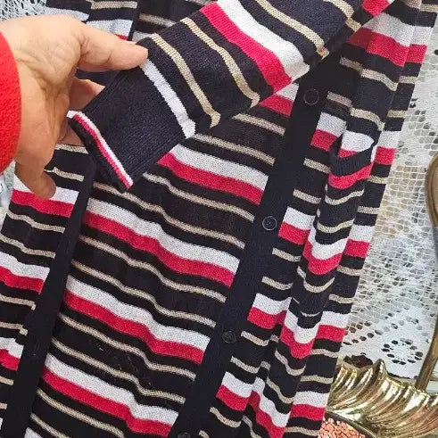 [BUNJANG] Tommy Hilfiger Striped Long Cardigan / 타미힐피거(Tommy Hilfiger) 브랜드스트라이프 롱 가디건