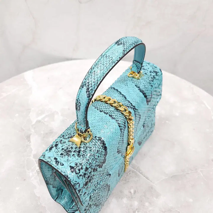 [BUNJANG] Gucci Limited Edition Blue Python Top Handle Shoulder Bag / 구찌 한정판 블루 파이톤 탑핸들 숄더백 602781