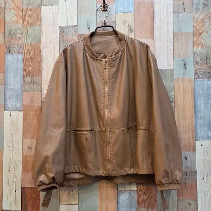 [BUNJANG] Faux Leather Jacket / 인조가죽 자켓