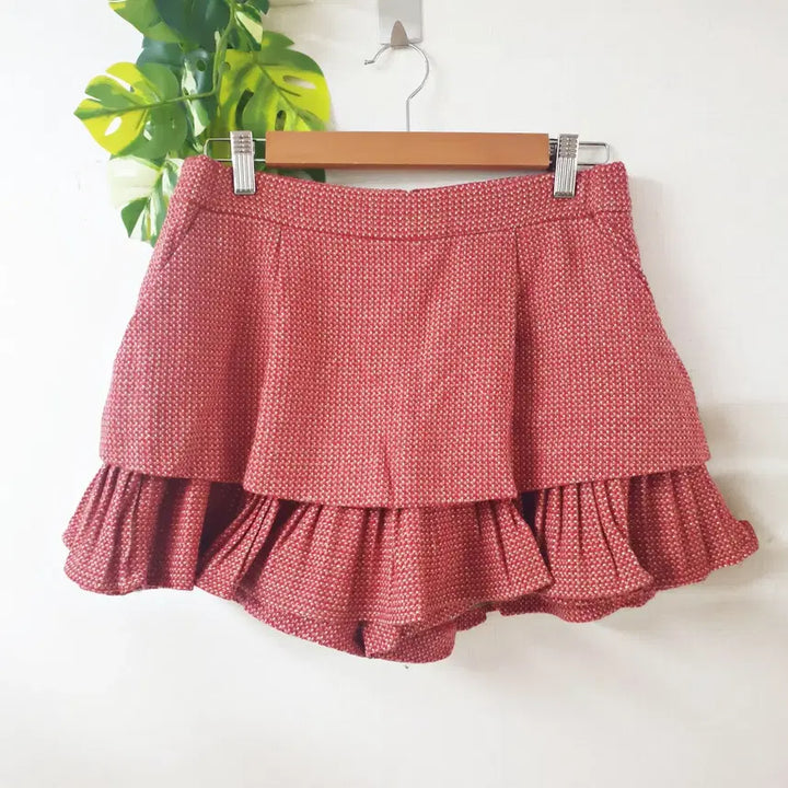 [BUNJANG] O'2nd Tweed Frill Culotte Pants / 한섬 오즈세컨 트위드 프릴 큐롯팬츠 55 핑크