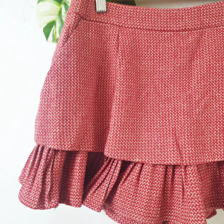 [BUNJANG] O'2nd Tweed Frill Culotte Pants / 한섬 오즈세컨 트위드 프릴 큐롯팬츠 55 핑크