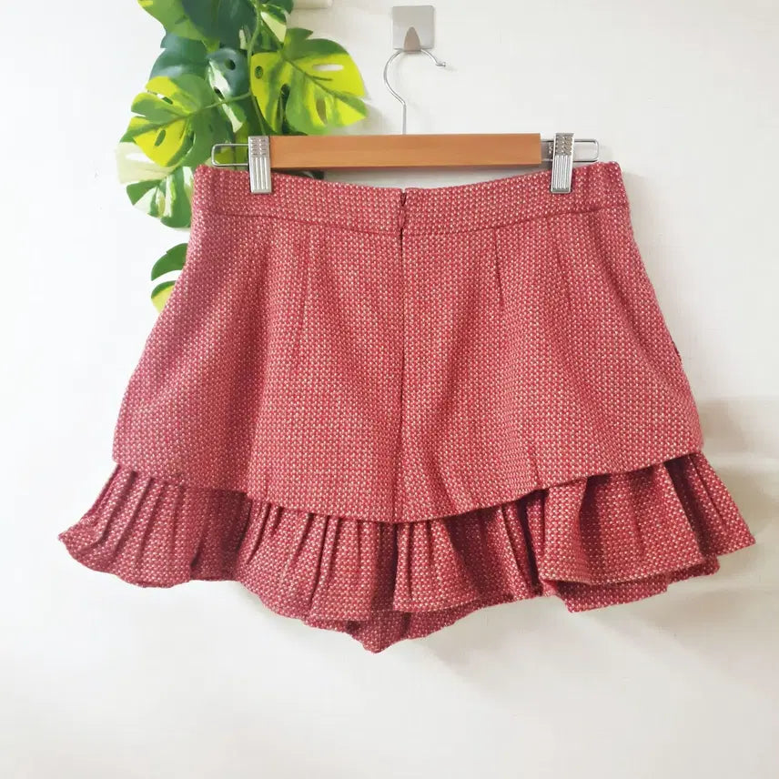 [BUNJANG] O'2nd Tweed Frill Culotte Pants / 한섬 오즈세컨 트위드 프릴 큐롯팬츠 55 핑크