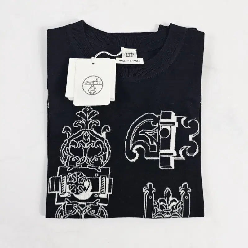 [BUNJANG] Hermès Ferronnerie Jacquard Long Sleeve Sweater / 에르메스 롱 슬리브 스웨터 여성 니트 누아 H6E2675DC0236