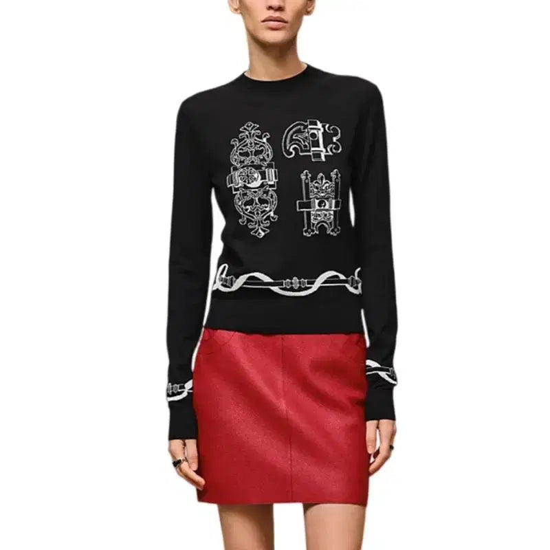 [BUNJANG] Hermès Ferronnerie Jacquard Long Sleeve Sweater / 에르메스 롱 슬리브 스웨터 여성 니트 누아 H6E2675DC0236